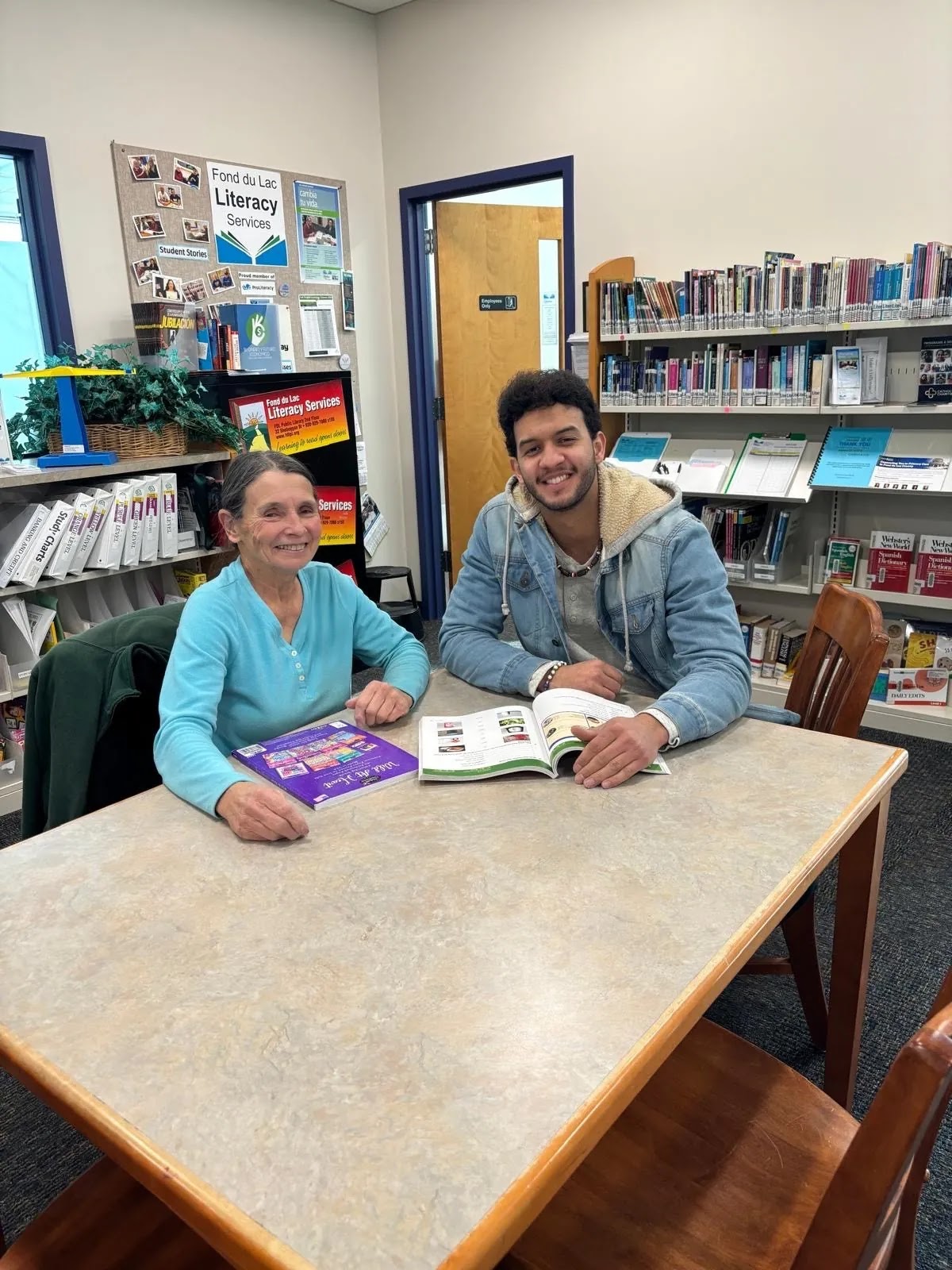 A tutor and learner at a grant-funded nonprofit